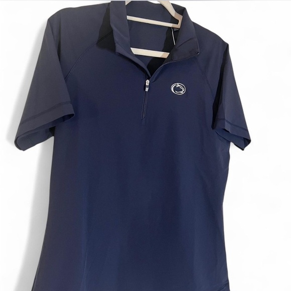 Cutter and Buck Navy Blue Polo Quarter Zip Shirt with Penn State Logo - Picture 2 of 5